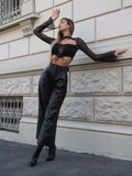 Pantalone ecopelle con cintura
