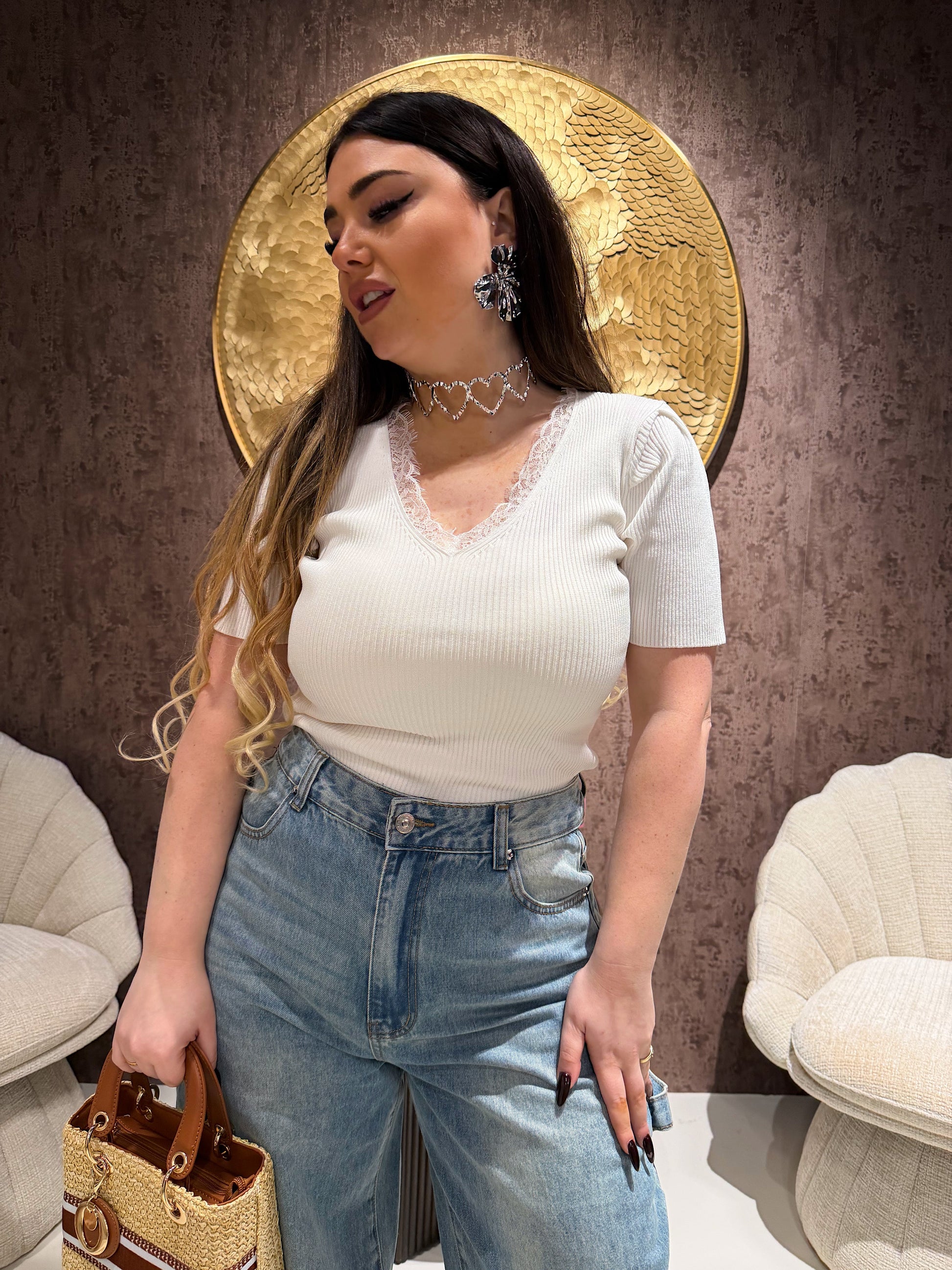 Maglia con inserti in pizzo