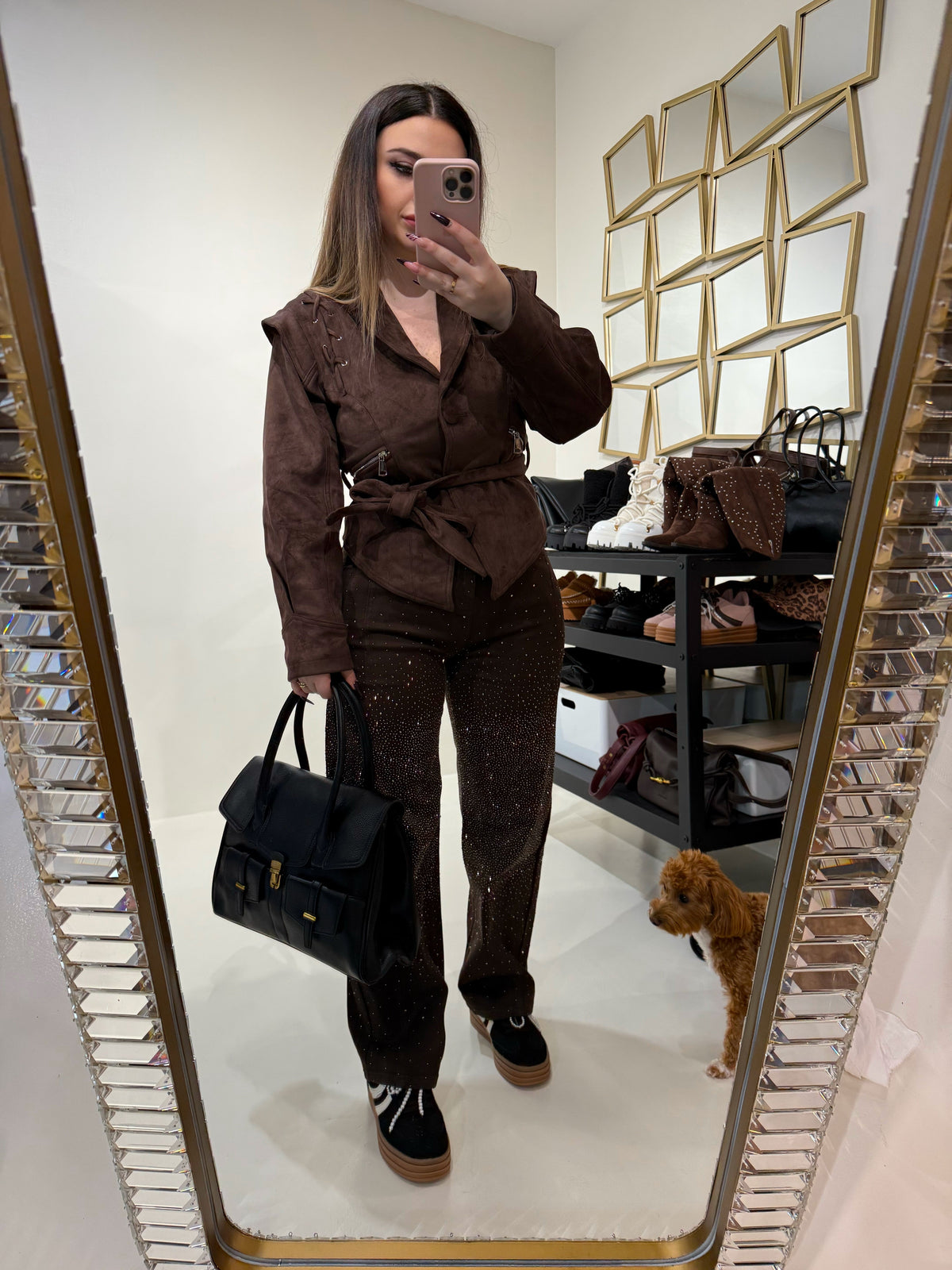 Giacca in Suede con Cintura