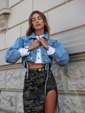 Giacca in jeans con strass