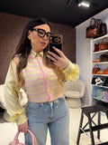 Gilet a righe con bottoni cuore