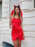 Cerchietto con corna rosse per nero ( Diavolo Halloween)