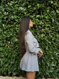 Camicia gessata grigio perla