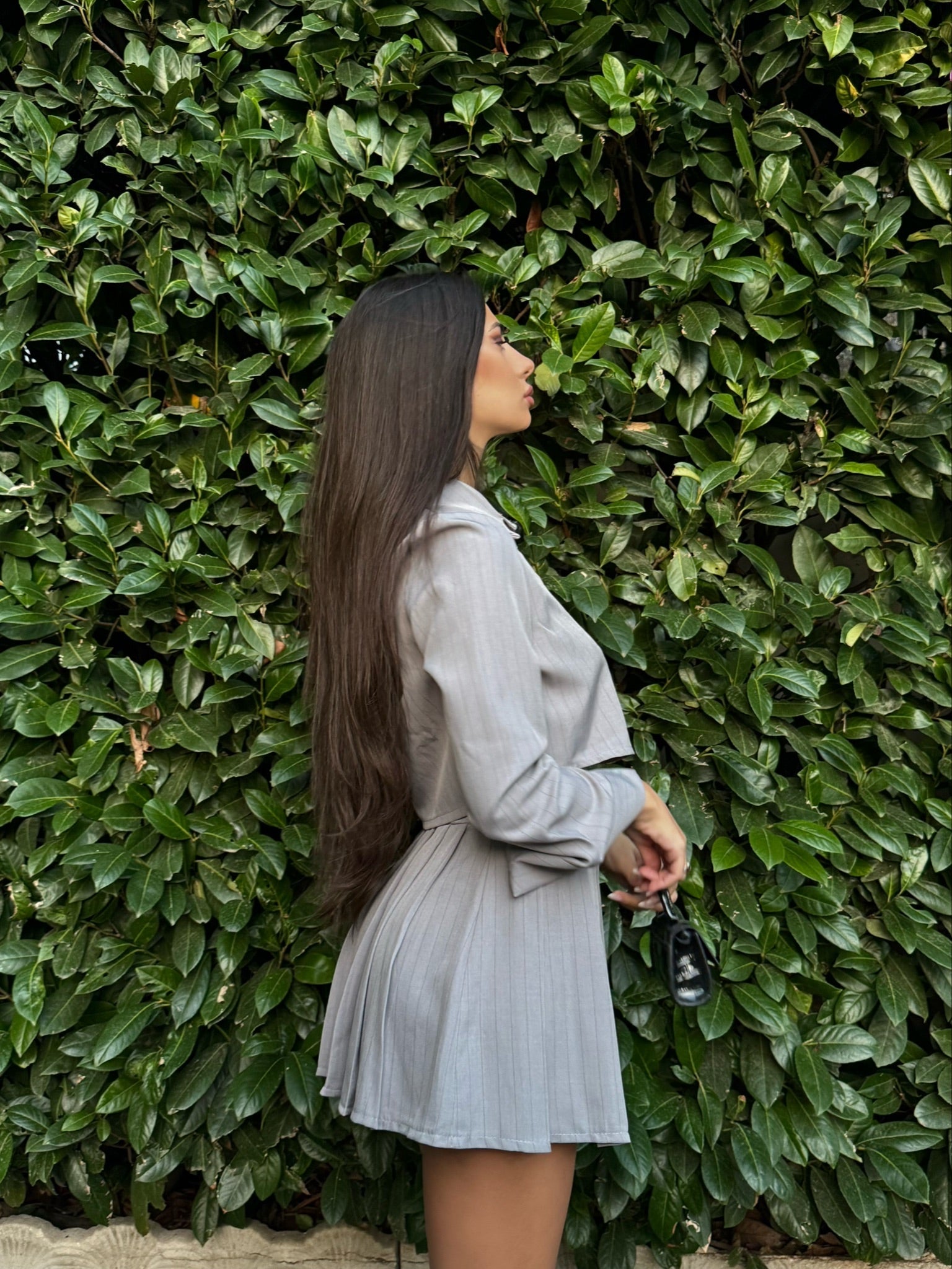 Camicia gessata grigio perla