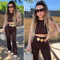 Completo crochet marrone