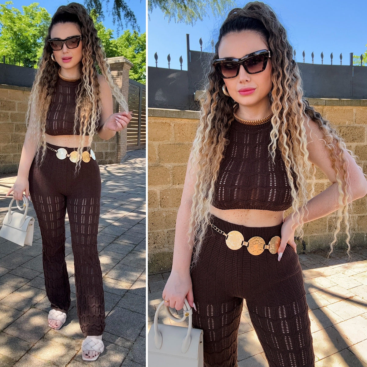 Completo crochet marrone