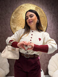Maglioncino con cuore e dettagli bordeaux