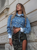 Giacca in jeans con strass