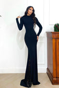 Abito a sirena nero con pizzo