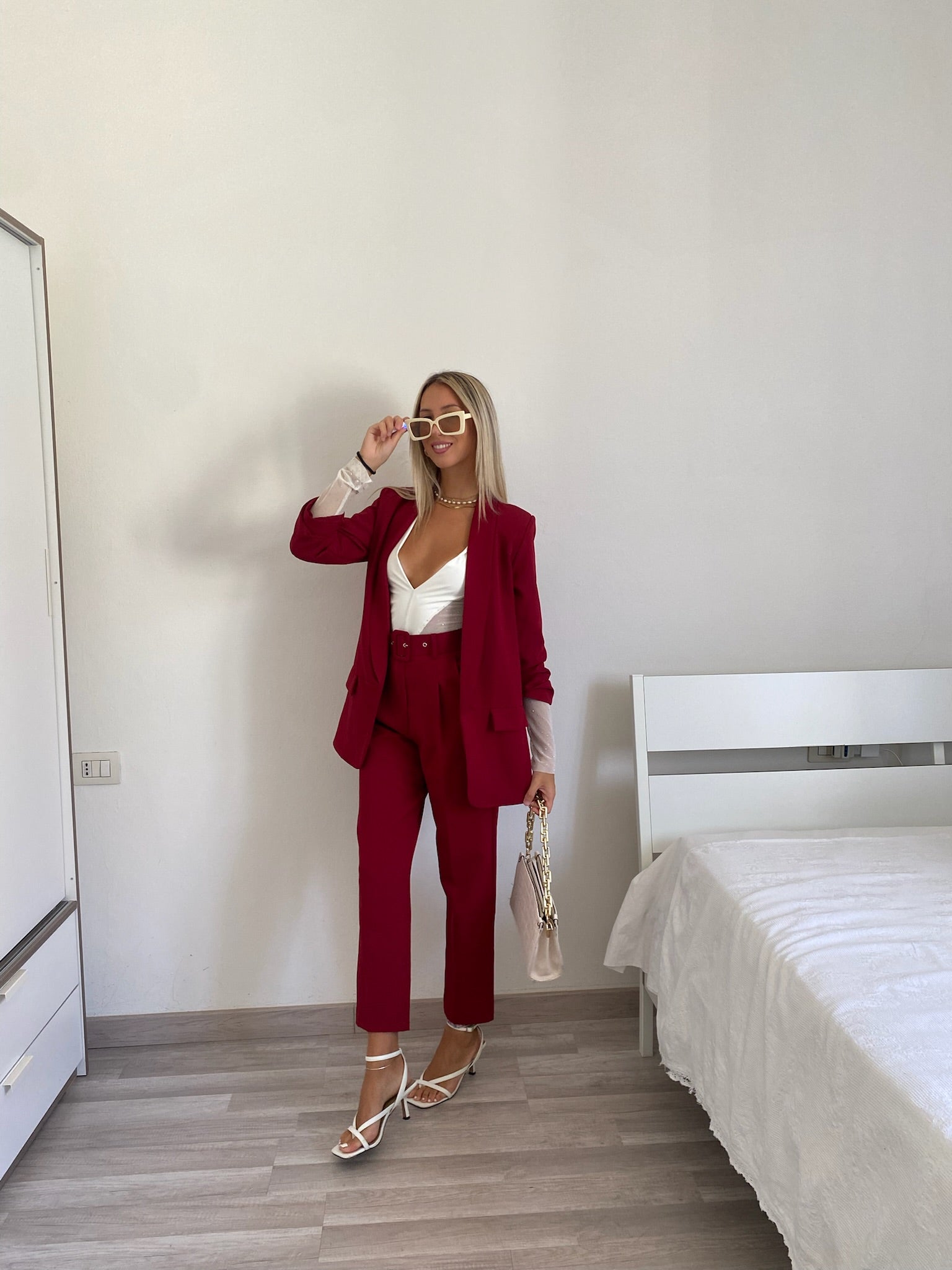 Completo giacca e pantalone bordeaux