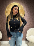 Cardigan Gold Button manica ampia