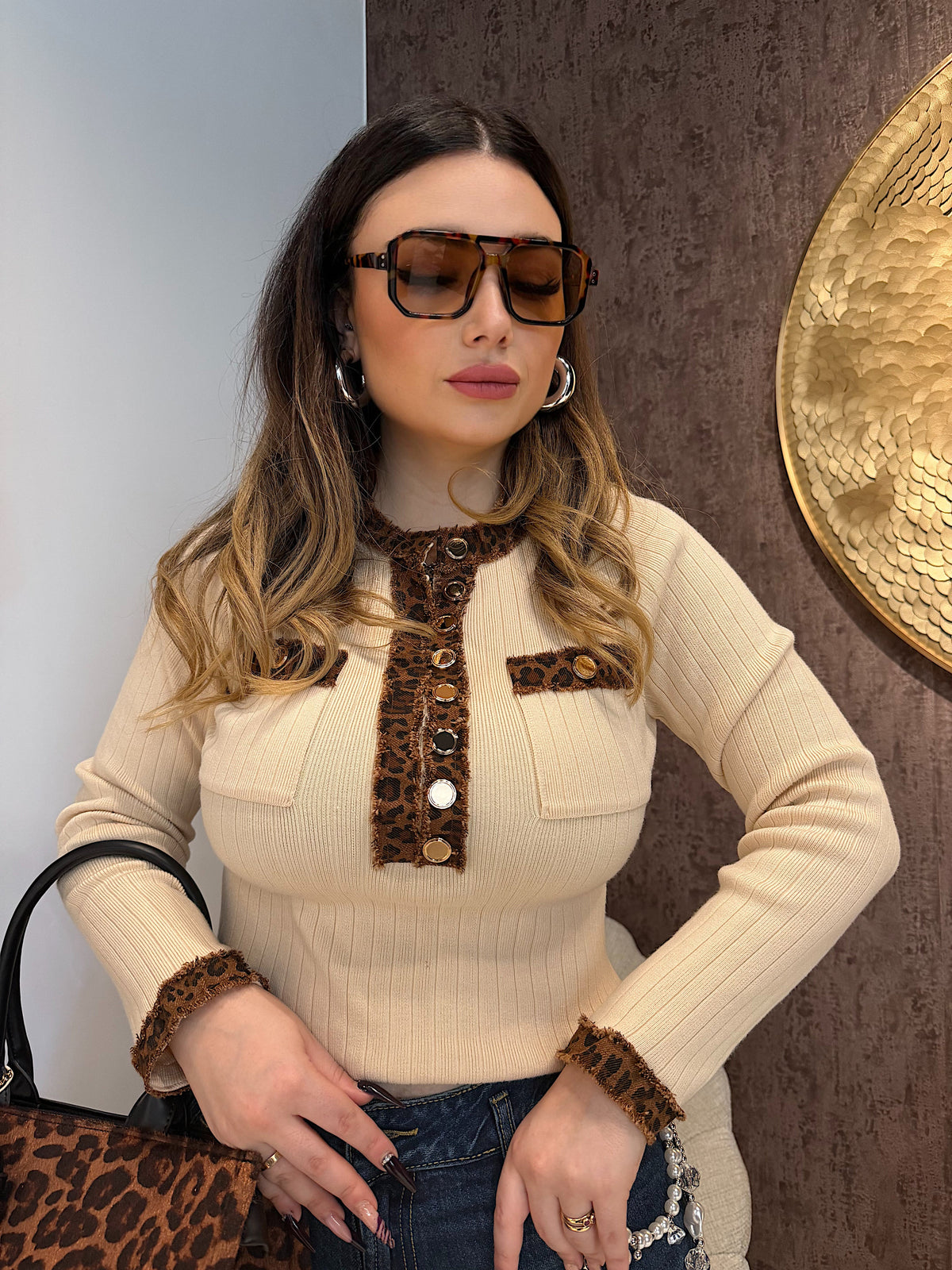 Maglioncino con dettaglio animalier