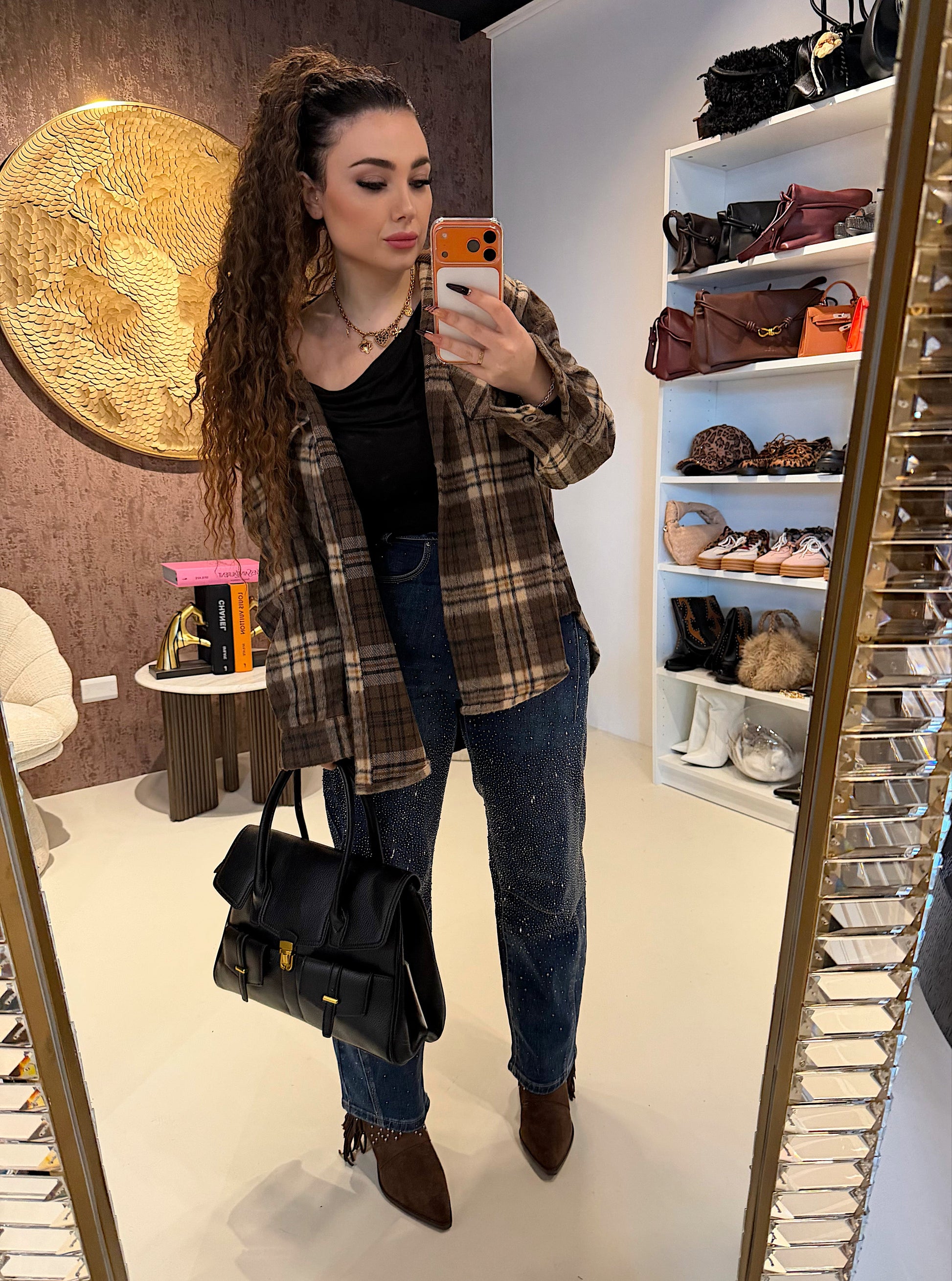 Camicia Oversize in Flanella a Quadri
