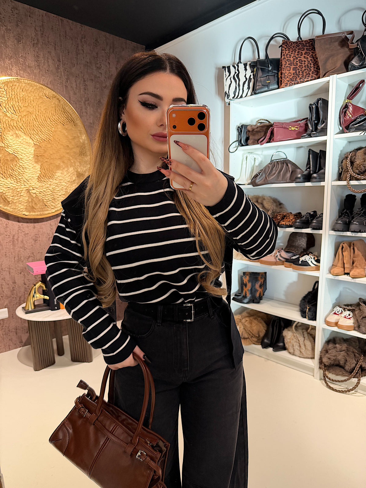Maglia Parisienne a righe con spalla sciarpa
