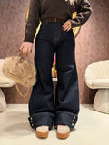 Jeans Turn Up Wide Leg con cintura