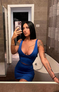 Completo top e gonna blu