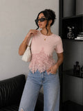 T-Shirt Corsetto con coppe in Pizzo con lacci posteriori