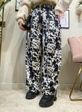 Pantalone in satin bianco nero