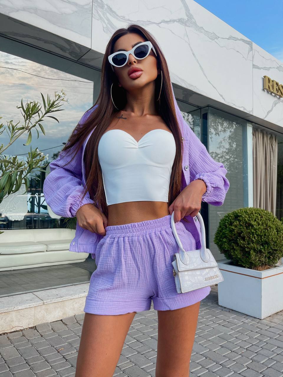 Set short più camicia lilla
