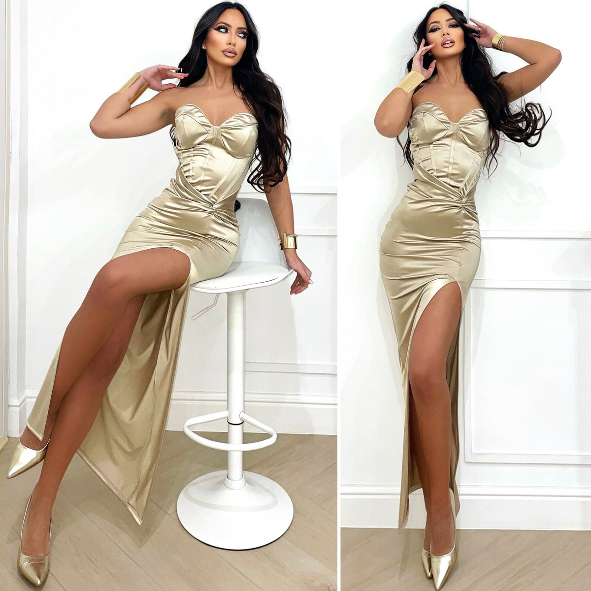 Abito bustier gold