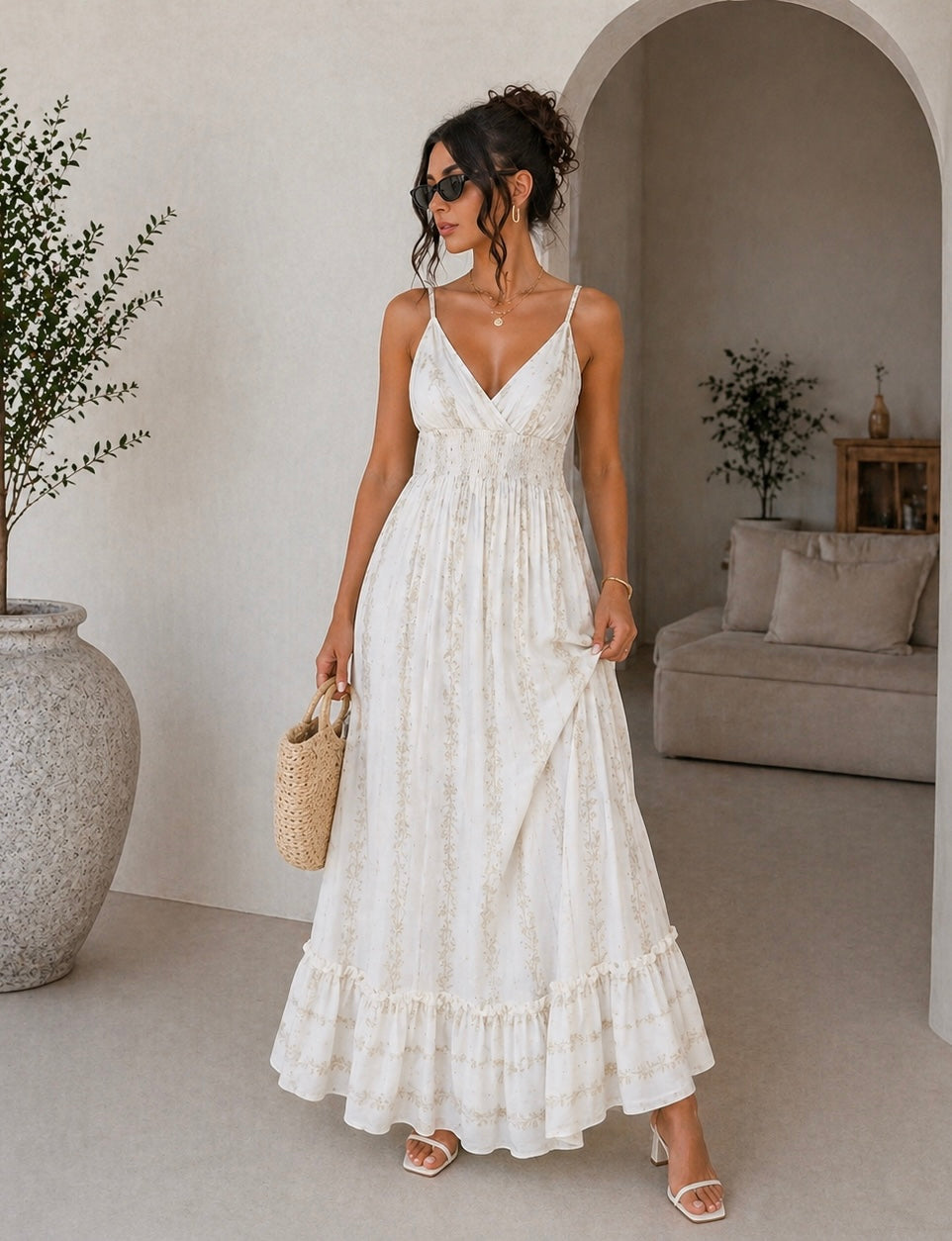 Abito Lungo summer con ricami oro