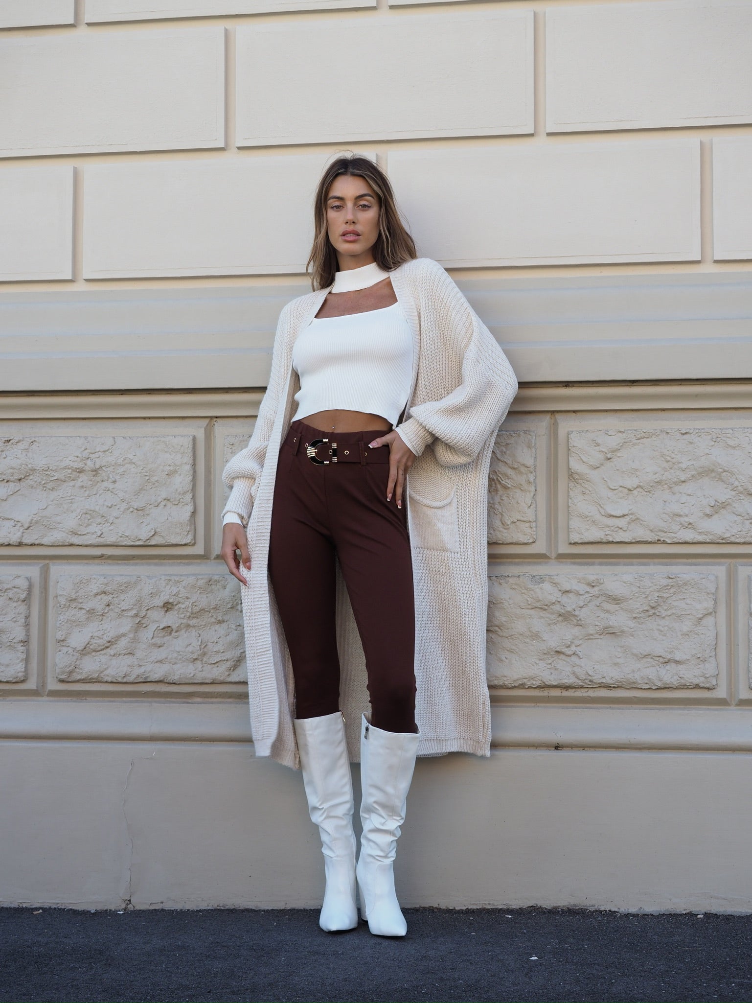 Maxi cardigan beige