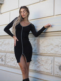 Abito double nero con strass