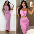 Completo top e gonna con rose rosa barbie