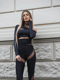 Maglia nera con spacchi