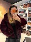 Giacca Pelliccia Elegance bordeaux e marrone