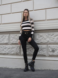 Pantalone nero con cintura oro