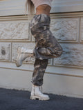 Pantalone cargo military beige