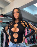 Body con spacchi nero