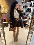 Completo choco short e giacca con tasche