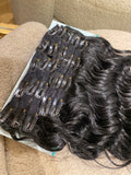 Maxi fascia 7 clip onde morbide con clip nero