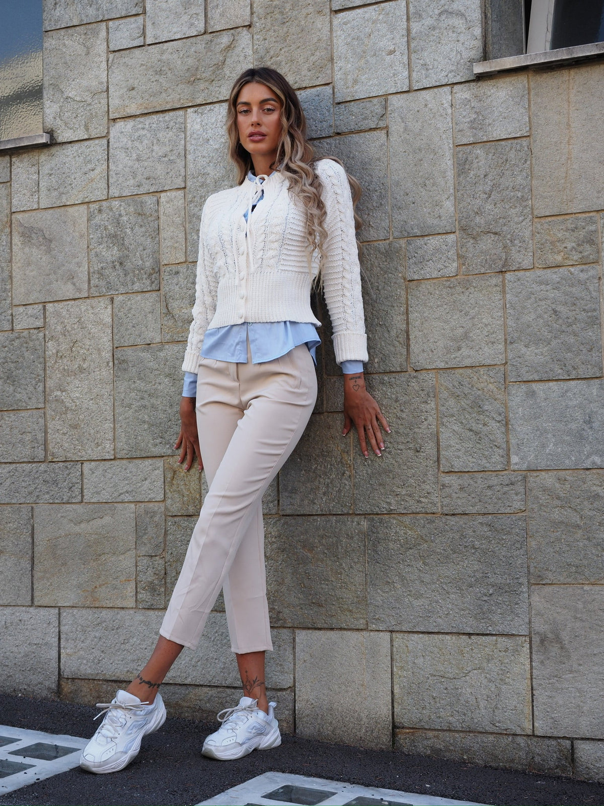 Pantalone vita alta burro