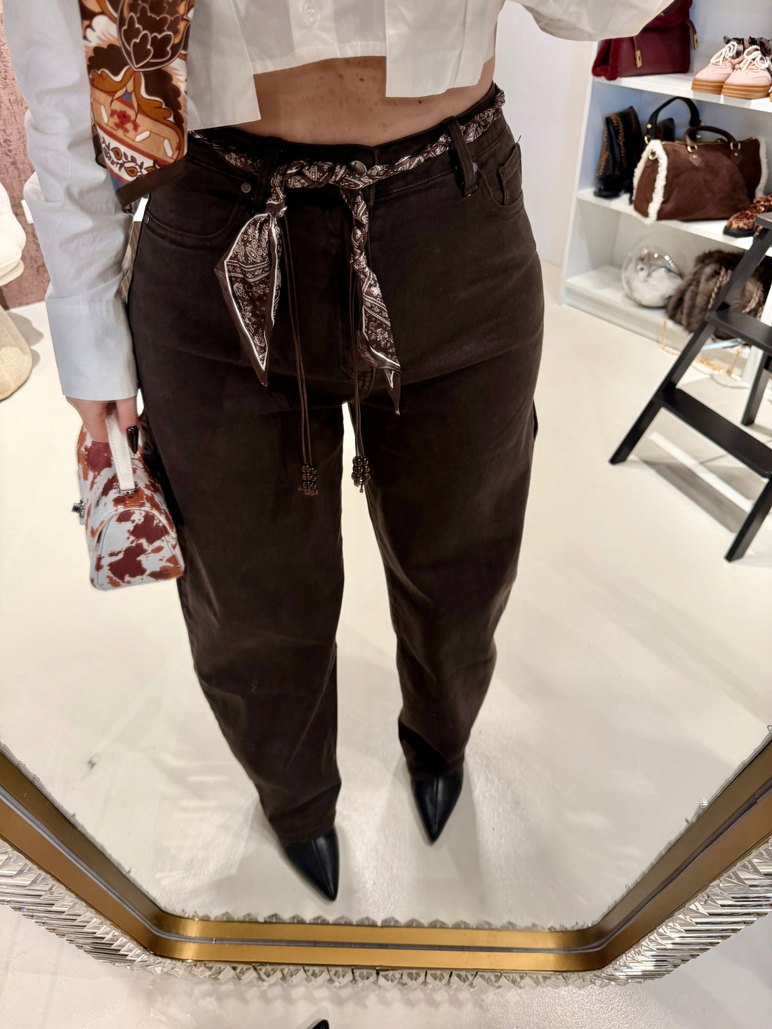 Jeans Wide Leg Brown