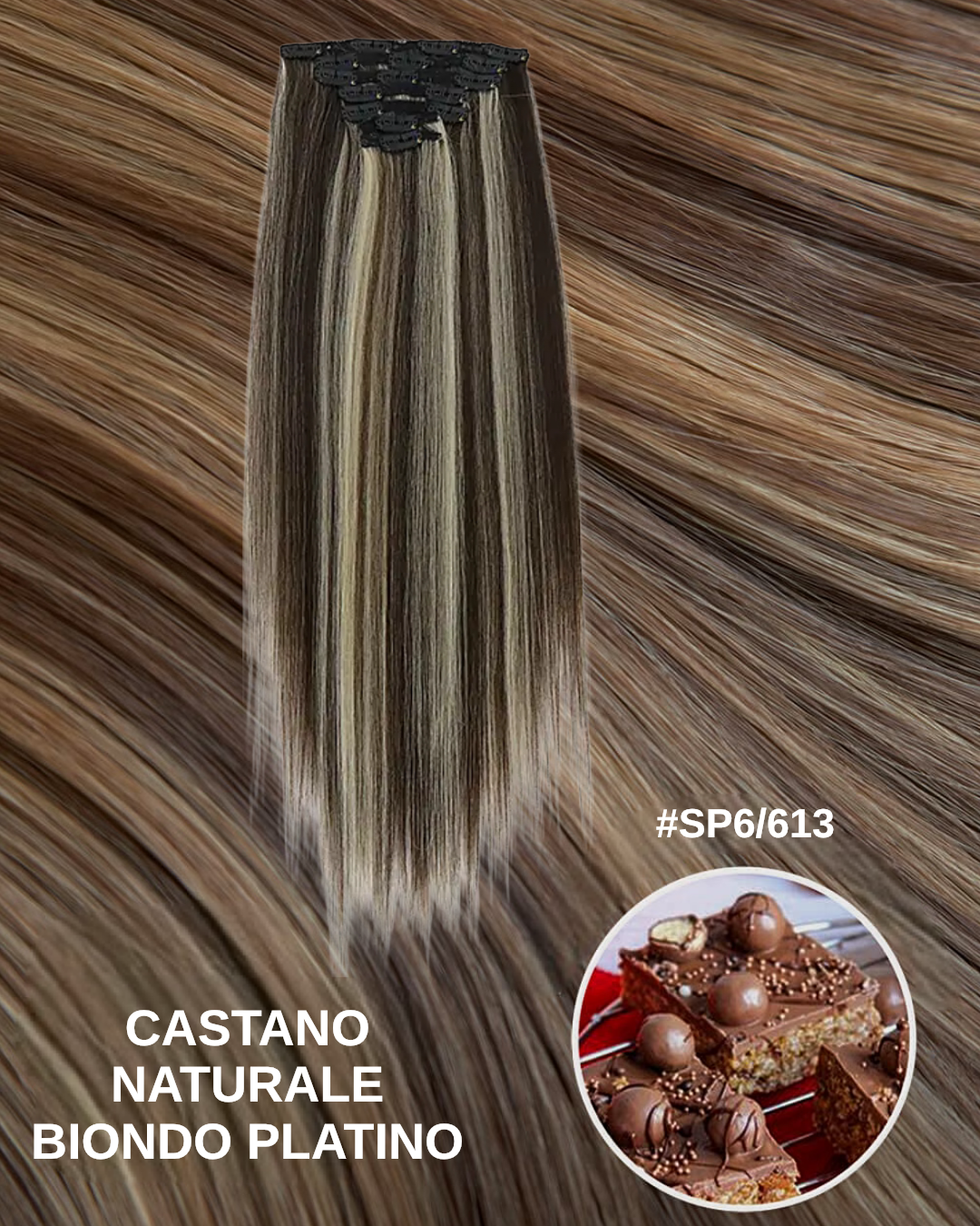 Extension 7 clip liscia Biondo platino castano naturale
