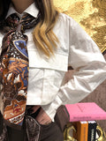 Camicia crop con tasche bianco