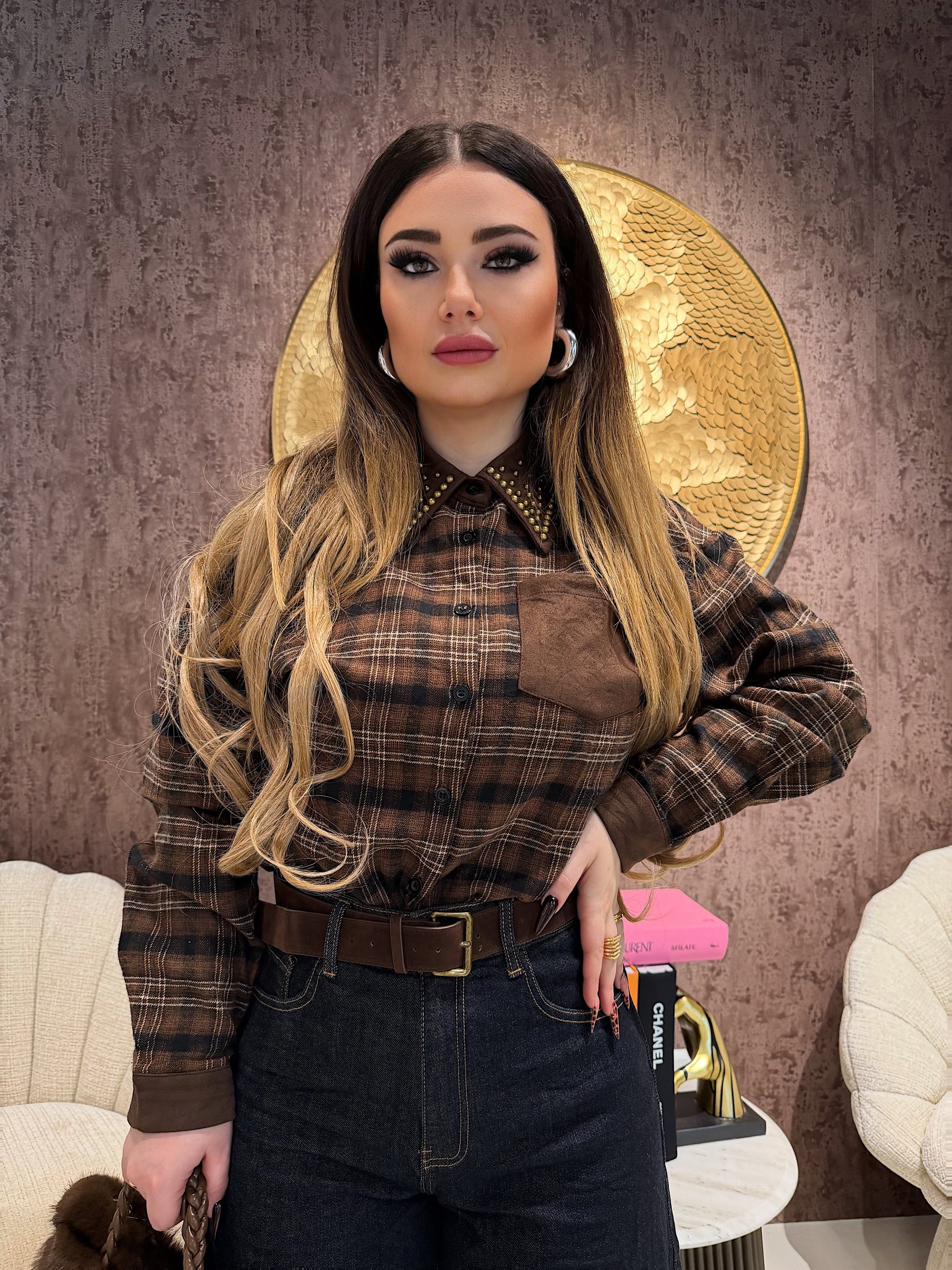 Camicia Rockwood a Quadri con Borchie