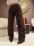 Jeans maculato con strass
