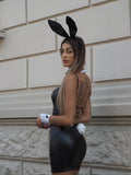 Abito in ecopelle schiena incrociata (White Rabbit)