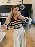 Maglione a righe marrone