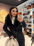 Giacca Denim Luxury Fur Navy