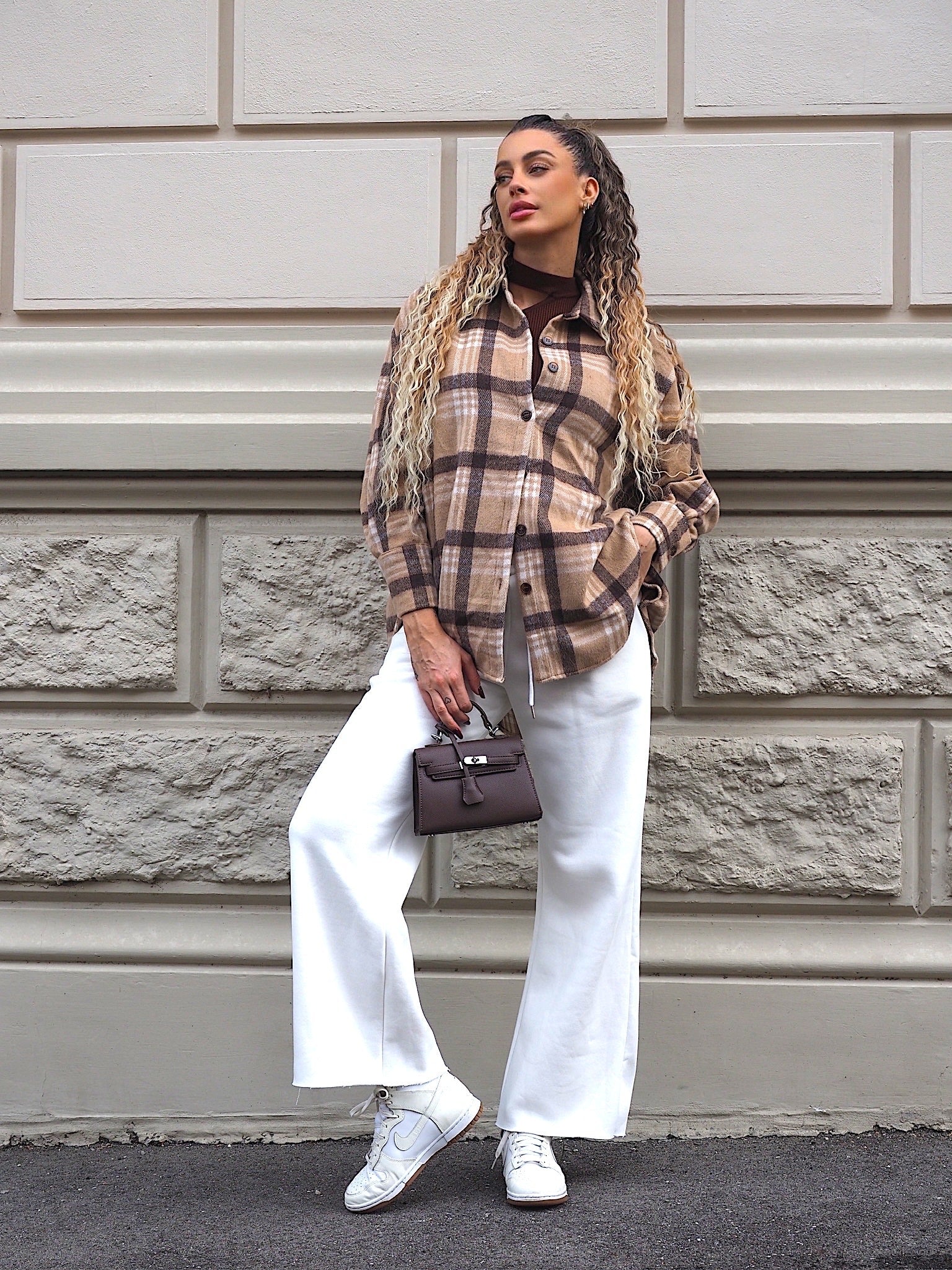 Giaccone in tweed Camel
