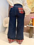 Jeans con Risvolto e Tasca Scozzese