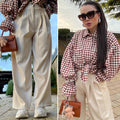 Pantalone a vita alta con pince