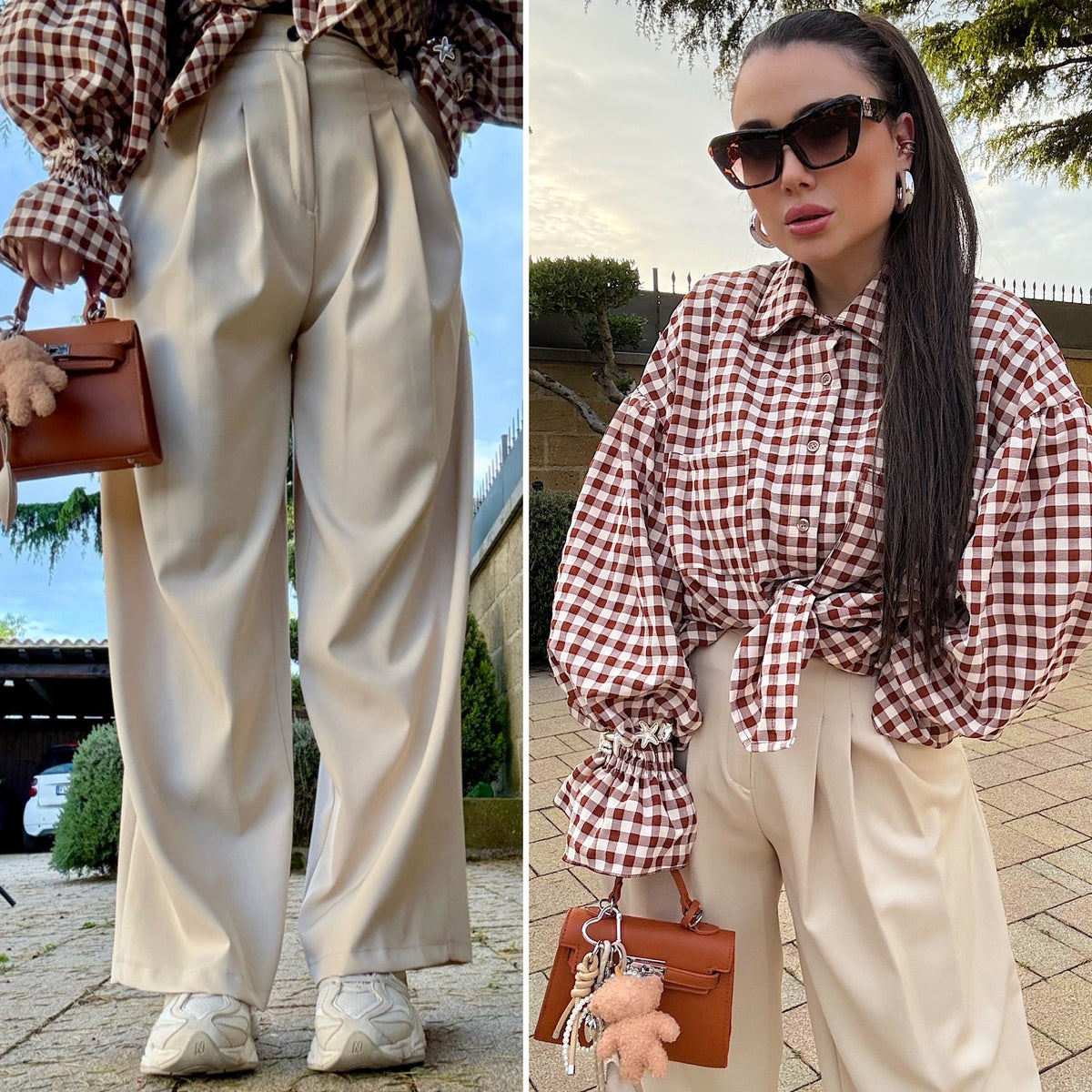 Pantalone a vita alta con pince
