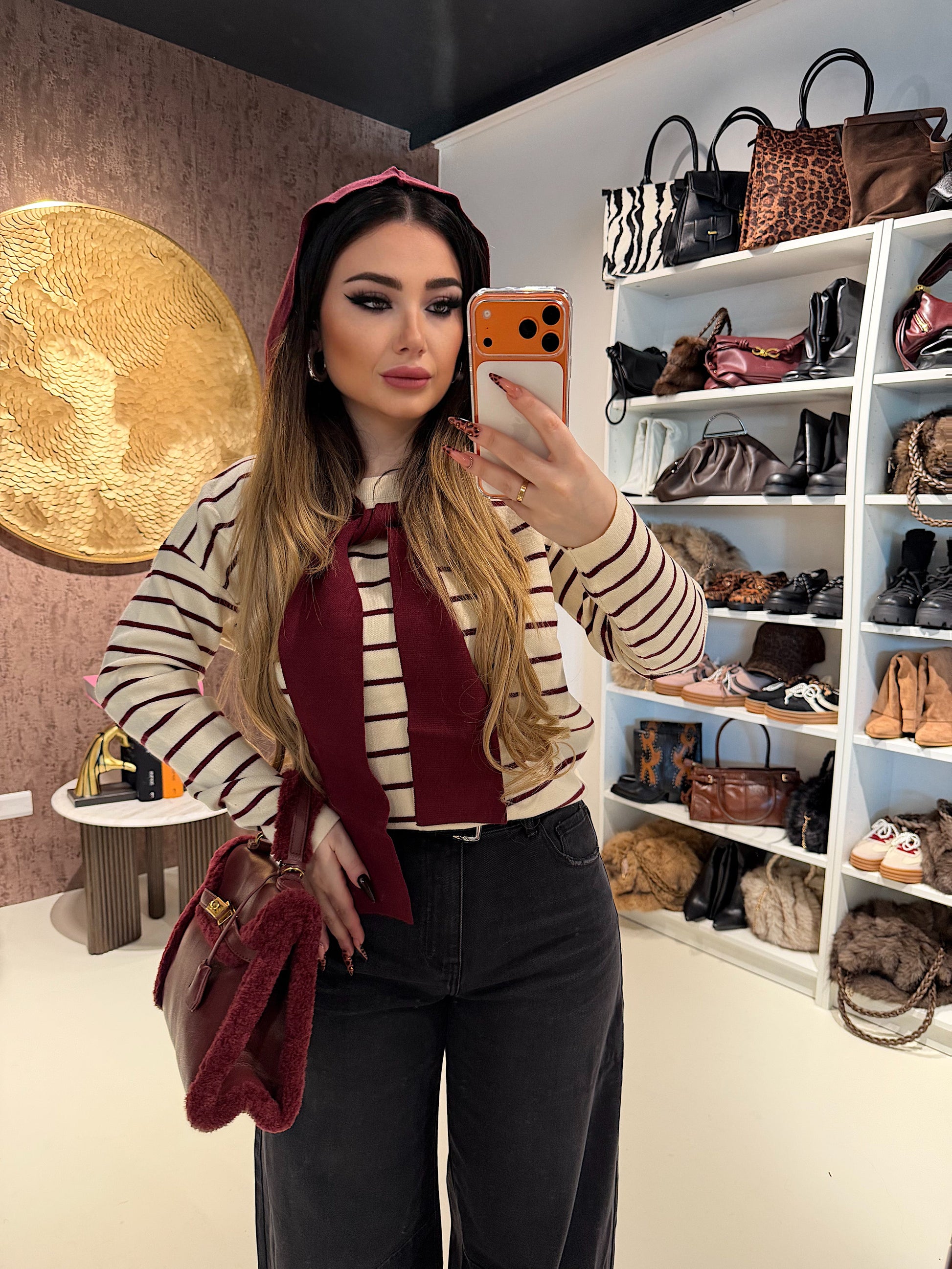 Maglia Parisienne a righe con spalla sciarpa