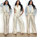 Set pantalone e smanicato beige